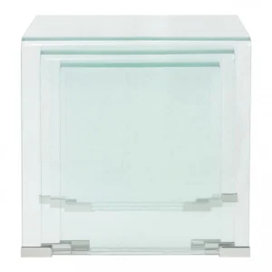 Chunhelife Ensemble De Tables Gigognes 3 Pièces Verre Trempé Transparent 15