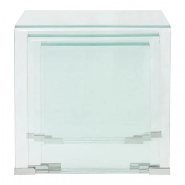 Chunhelife Ensemble De Tables Gigognes 3 Pièces Verre Trempé Transparent 6