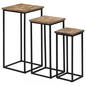 Chunhelife Ensemble De Tables Pour Plante 3 Pcs Teck Recyclé 13