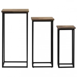 Chunhelife Ensemble De Tables Pour Plante 3 Pcs Teck Recyclé 15