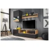 Dusine ENSEMBLE MEUBLE TV NANO NOIR MAT ET BOIS ARTISANA 175 CM 14