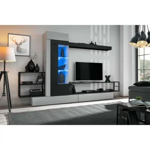 Ac-Deco Ensemble Meuble TV Rebel 300cm Gris & Noir 8