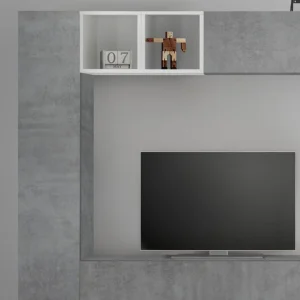 NOUVOMEUBLE Ensemble Mural TV Gris Effet Béton LIZZANO 9