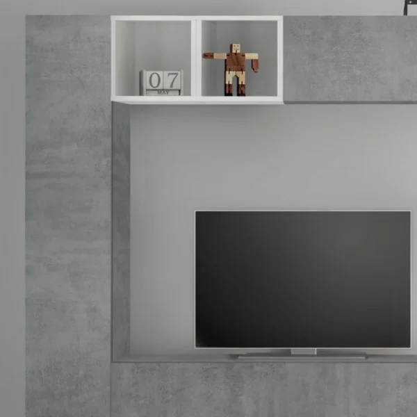 NOUVOMEUBLE Ensemble Mural TV Gris Effet Béton LIZZANO 4