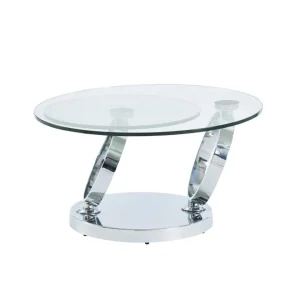 Vente-unique Ensemble Table Basse Plateau Pivotant Transparent JOLINE Et Tapis Shag… 13