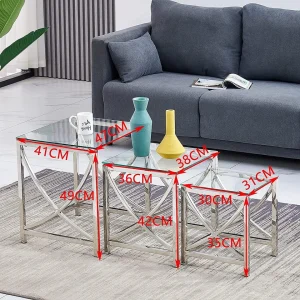 AINPECCA Ensemble De Trois Personnes Table Basse Canapé Table D’appoint Verre … 11