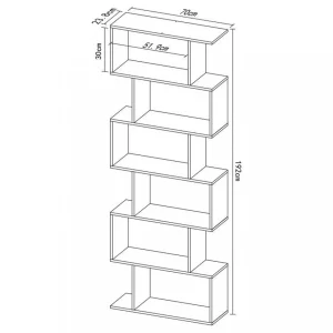 TOILINUX Etagère Bibliothèque Aaron – Chêne – 192 X 70 X 24 Cm 9