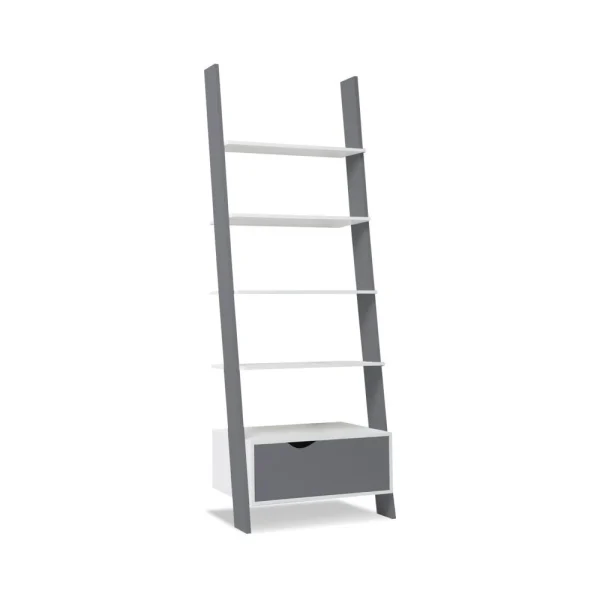 Idmarket Étagère échelle Scandinave Bois Blanc Et Gris 3