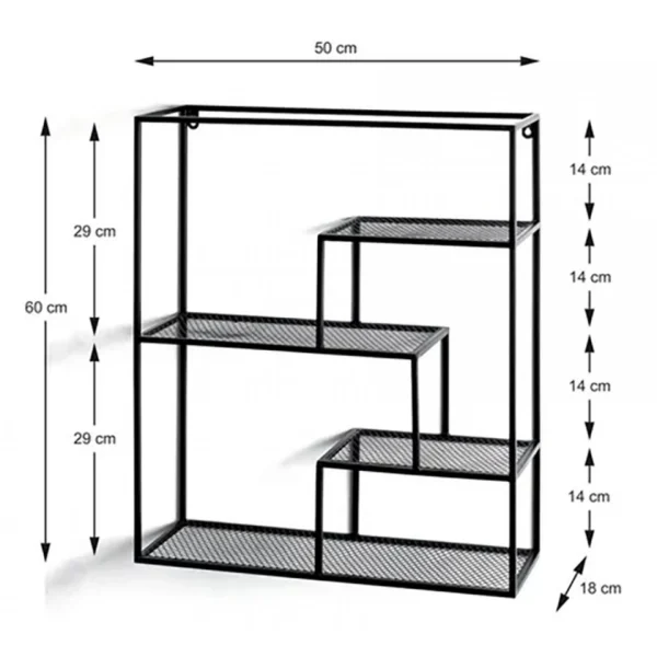 Pegane Etagère Murale 4 Niveaux En Métal Laqué Noir – Longueur 50 X Hauteu… 4