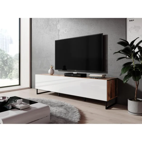 FURNIX Meuble Tv / Banc Tv Avec Pieds En Métal Zibo 160 Cm Style Mode… 1