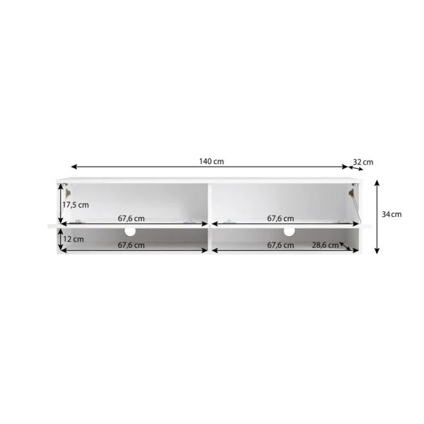 Furnix Meuble Tv / Meuble Tv Suspendu ALYX 140 X 32 X 34 Cm Style Indu… 5