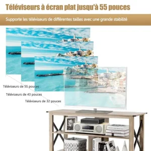 GIANTEX Meuble TV Avec 3 Niveaux Et Etagères Ouvertes 120 CM De Style… 9