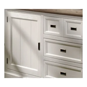 KASALINEA Buffet Enfilade Contemporain Bois Massif Couleur Blanc EMELINE 8