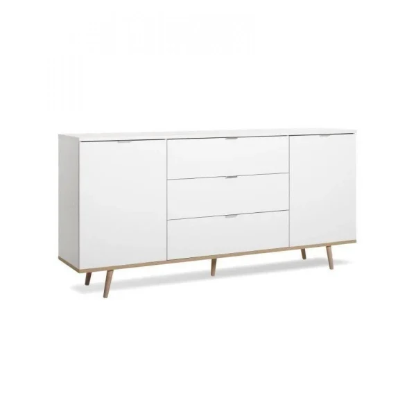 BUT Buffet Au Design Scandinave Pour Salon Avec 2 Portes Et 3 Tiroirs Vide 4