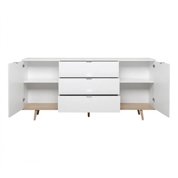 BUT Buffet Au Design Scandinave Pour Salon Avec 2 Portes Et 3 Tiroirs Vide 6