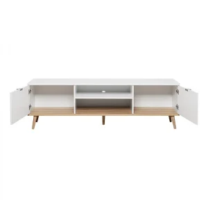 BUT Meuble TV Blanc Design Scandinave Avec 2 Portes à Compartiments Ouver… 13