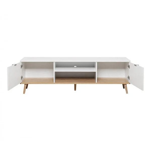 BUT Meuble TV Blanc Design Scandinave Avec 2 Portes à Compartiments Ouver… 5