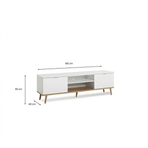 BUT Meuble TV Blanc Design Scandinave Avec 2 Portes à Compartiments Ouver… 15