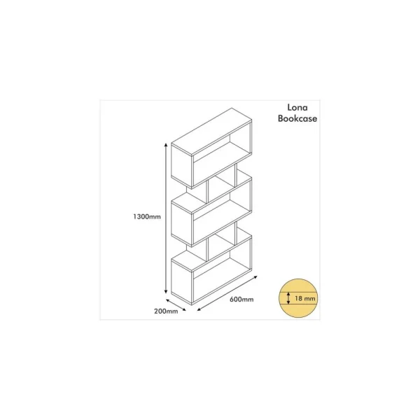 HOMEMANIA Bibliothèque Iona Avec Étagères, Meuble De Rangement – Po… 6