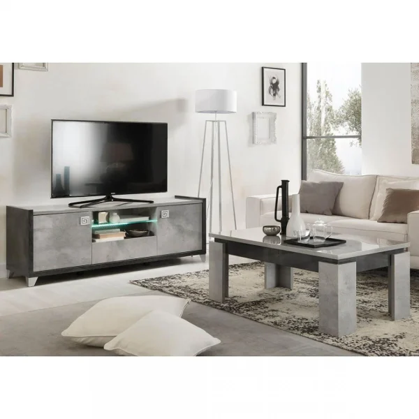 Altobuy HOFFMAN – Ensemble Meuble TV 160cm + Table Basse à 4 Pieds 1