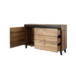 Bestmobilier Lord – Buffet Bas – Bois Et Noir – 138 Cm – Style Industriel 8