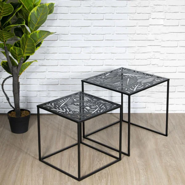 3S. X Home Lot De 2 Tables D’appoint Gigognes 40cm Ajourées UTICA 1