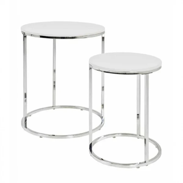 Paris Prix Lot De 2 Tables D’Appoint Zélie 40cm Blanc 1