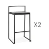 MES Lot De 2 Tabourets De Bar H65 Cm En PU Et Métal Noir 17