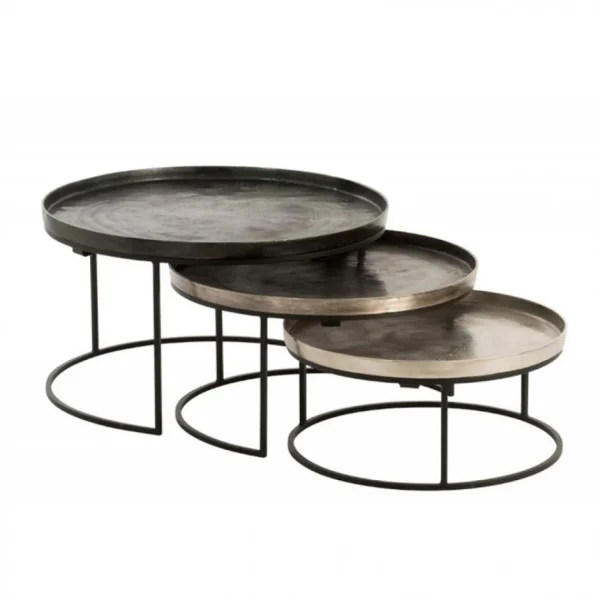 Paris Prix Lot De 3 Tables Gigognes Gold 80cm Noir 1