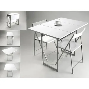 Versa Table Pliante + 2 Chaises Blanches 6