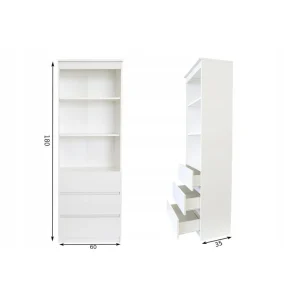 Hucoco MERIDA – Bibliothèque Stye Moderne – 3 Niches + 3 Tiroirs – 60x35x180… 8