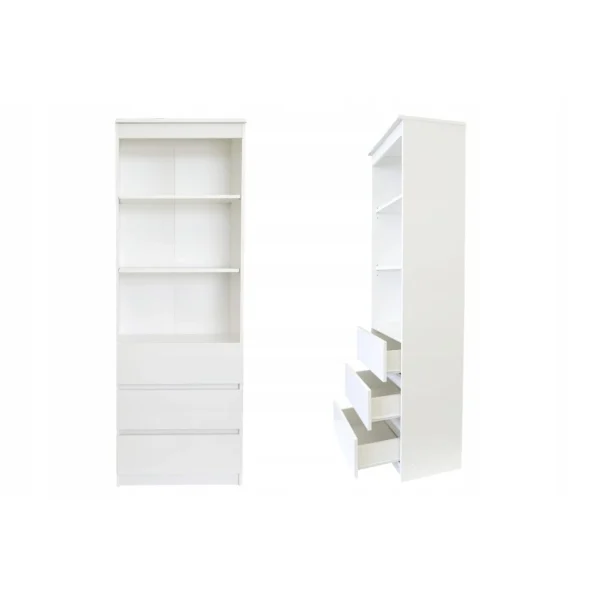 Hucoco MERIDA – Bibliothèque Stye Moderne – 3 Niches + 3 Tiroirs – 60x35x180… 4