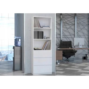 Hucoco MERIDA – Bibliothèque Stye Moderne – 3 Niches + 3 Tiroirs – 60x35x180… 12