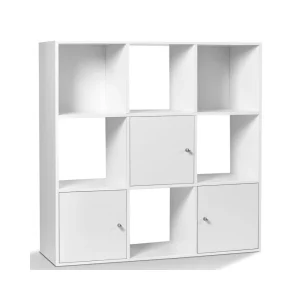 Idmarket Meuble De Rangement Cube 9 Cases Bois Blanc Avec 3 Portes 9