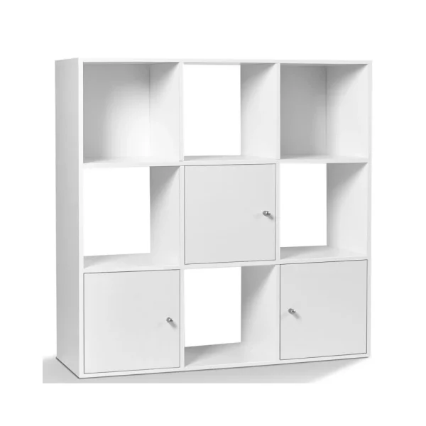 Idmarket Meuble De Rangement Cube 9 Cases Bois Blanc Avec 3 Portes 3