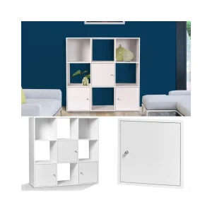 Idmarket Meuble De Rangement Cube 9 Cases Bois Blanc Avec 3 Portes 13