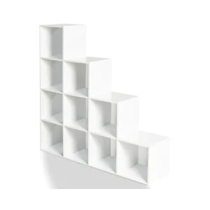 Idmarket Meuble Escalier 4 Niveaux Bois Blanc Fond Blanc 13