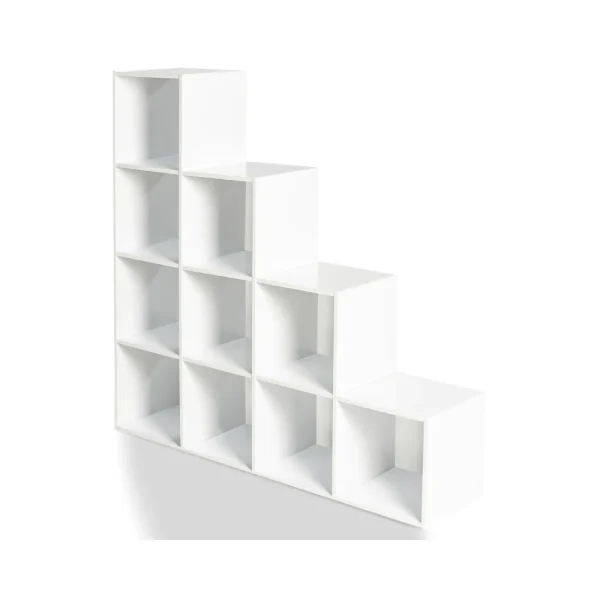 Idmarket Meuble Escalier 4 Niveaux Bois Blanc Fond Blanc 5