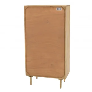 MACABANE Meuble Haut Marron 2 Portes Bois De Manguier Cannage Naturel ISA 26