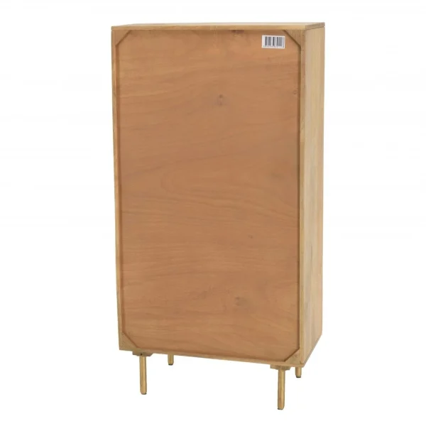 MACABANE Meuble Haut Marron 2 Portes Bois De Manguier Cannage Naturel ISA 9