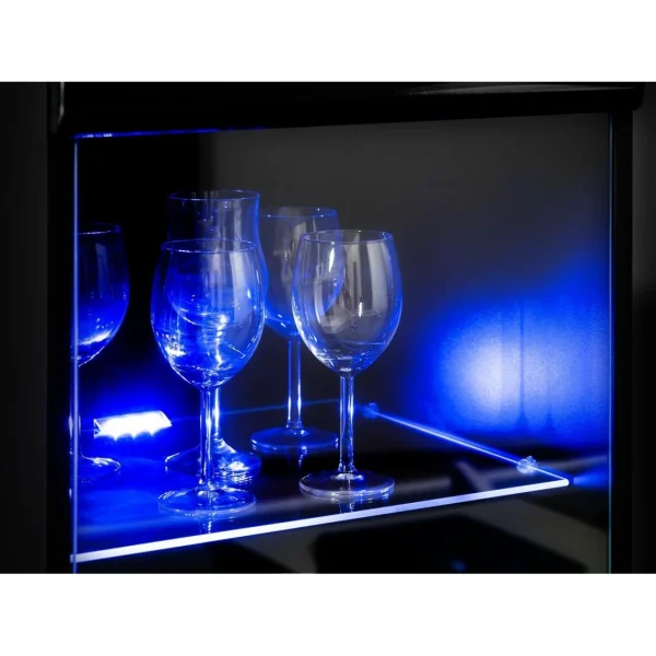 Dusine Meuble Salon Queen 260 Cm NOIR Laqué TV Effet 3D Avec LED 4