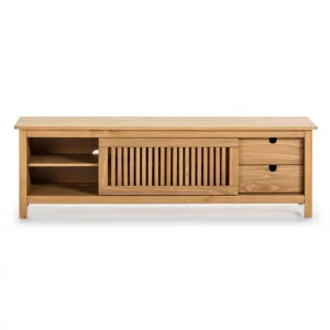 Tousmesmeubles Meuble TV 1 Porte Coulissante 2 Tiroirs Bois – BRANU 12