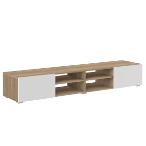 Meuble TV PODIUM 4 Niches – Chêne Naturel Et Blanc – TEMAHOME 10