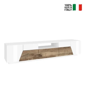 Ahd Amazing Home Design Meuble TV 220x43cm Mur Bois Blanc Salon Moderne Fergus Wood 7