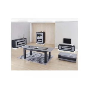 BOBOCHIC Vitrine 4 Portes Meteor Gris Argent & Noir 9