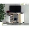 Vente-unique Meuble TV D’angle Avec Rangements – Coloris : Blanc Et Chêne – AMAEL 8