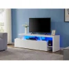 Vente-unique Meuble TV Avec 3 Portes Et 2 Niches – Avec Leds – MDF Laqué – Blanc -… 17