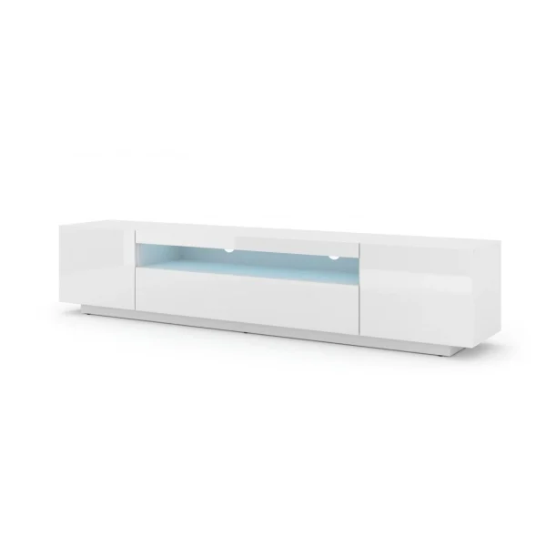 Bim Furniture Meuble TV Bas Universel AURA 200 Cm à Suspendre Ou à Poser Blanc Mat… 1