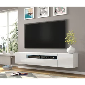 Bim Furniture Meuble TV Bas Universel AURA 200 Cm à Suspendre Ou à Poser Blanc Mat… 15