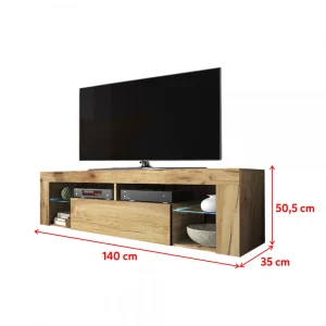 Selsey Meuble Tv – BIANKO – 140 Cm – Chêne Lancaster – Avec LED 9